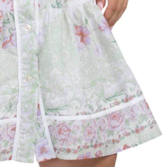 LEA Short Sleeve Floral Mini Dress With Covered Belt - Picture 4 of 4